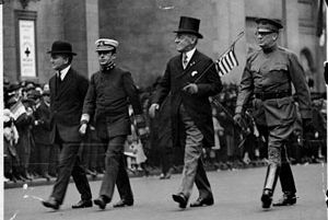 Pres. Woodrow Wilson marching down Fifth Avenue, 1918
